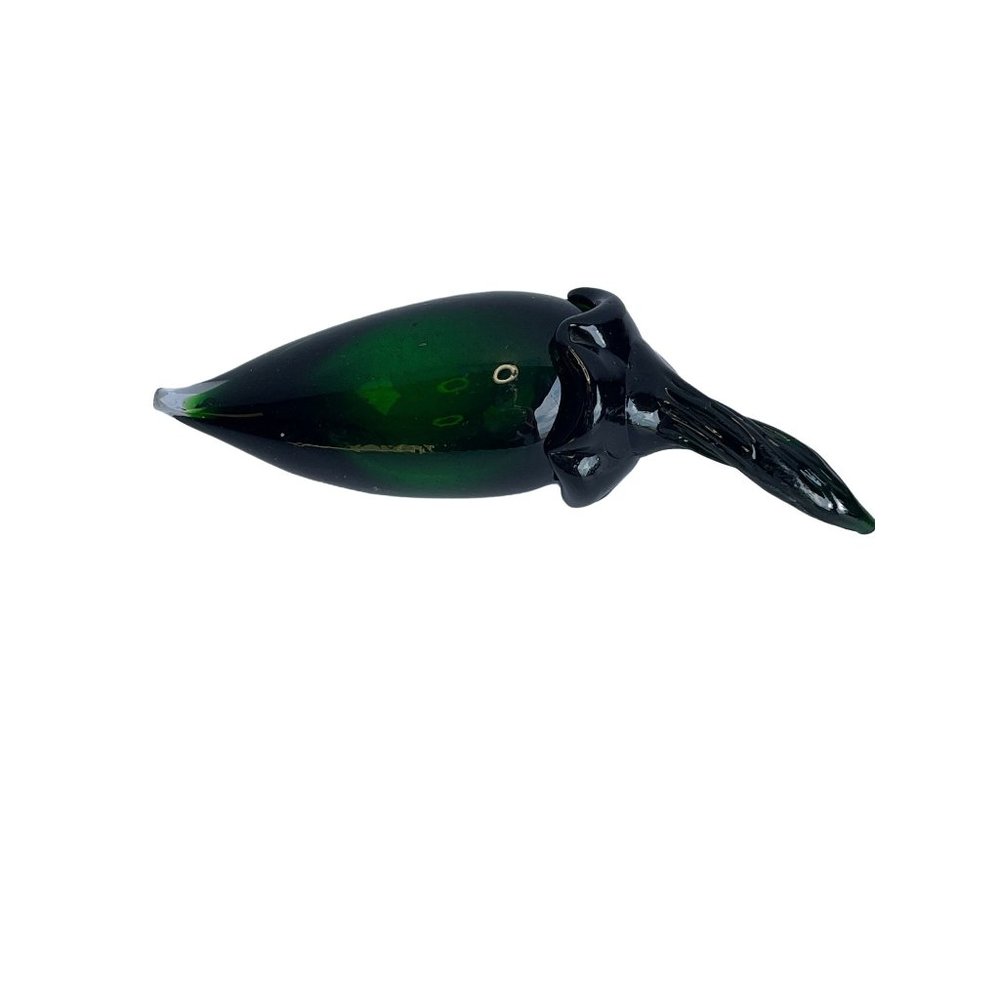 Art Glass Jalapeno Pepper Blown Glass Green Textured Stem 5"